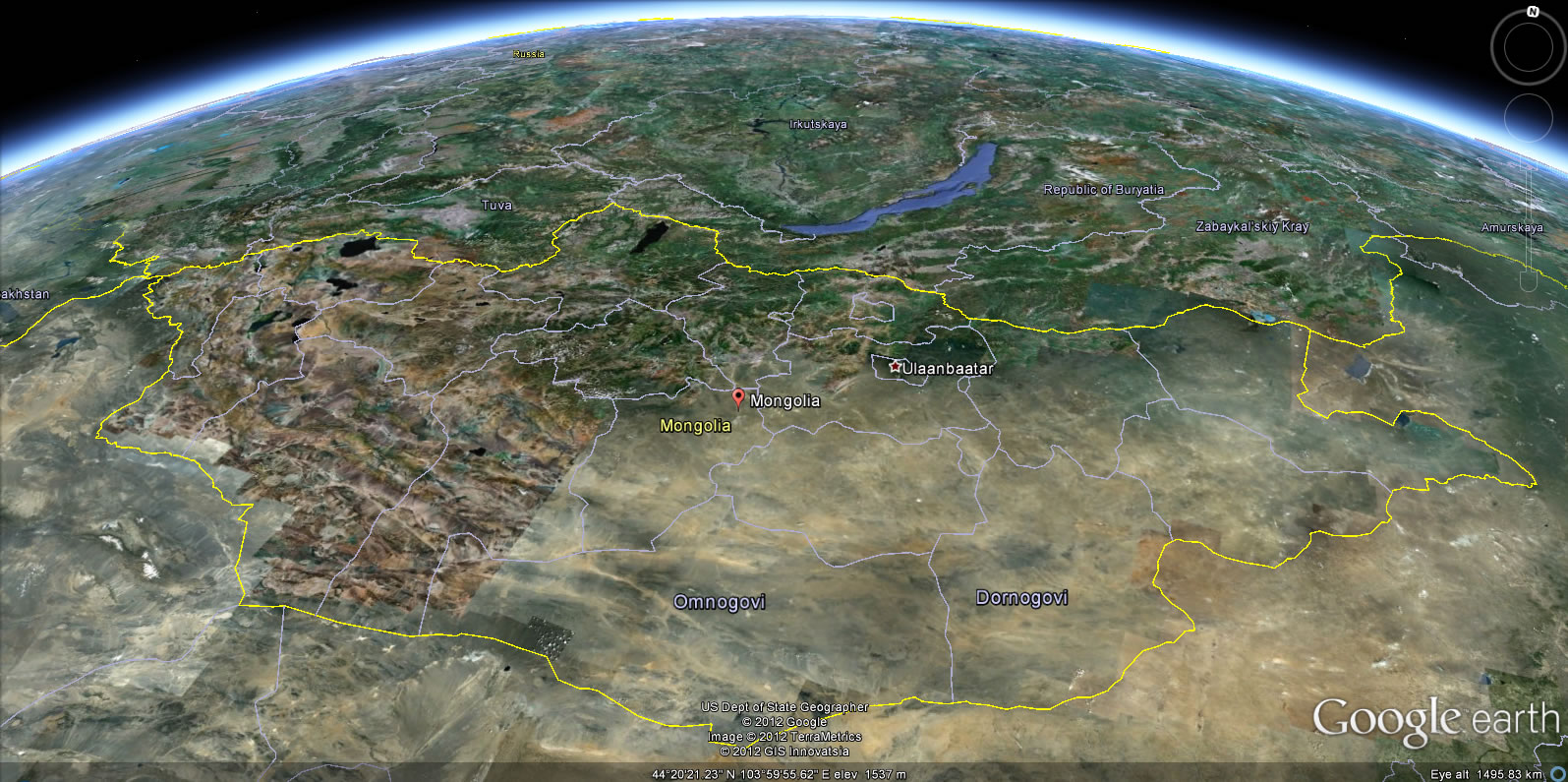 mongolie terre carte